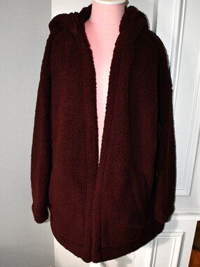 American Eagle Fuzzy Sherpa Hooded OVERSIZED Cardigan Size Large #1456-9702 NWT